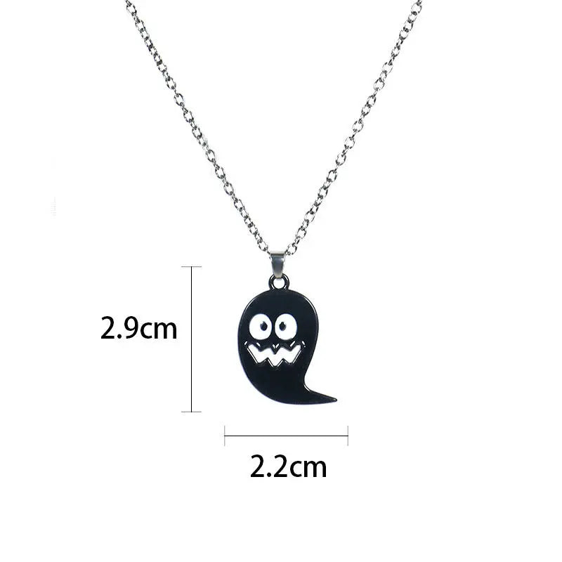 Ghost Festival Ghost Skull Bat Pumpkin Head Pendant Necklace - Velora