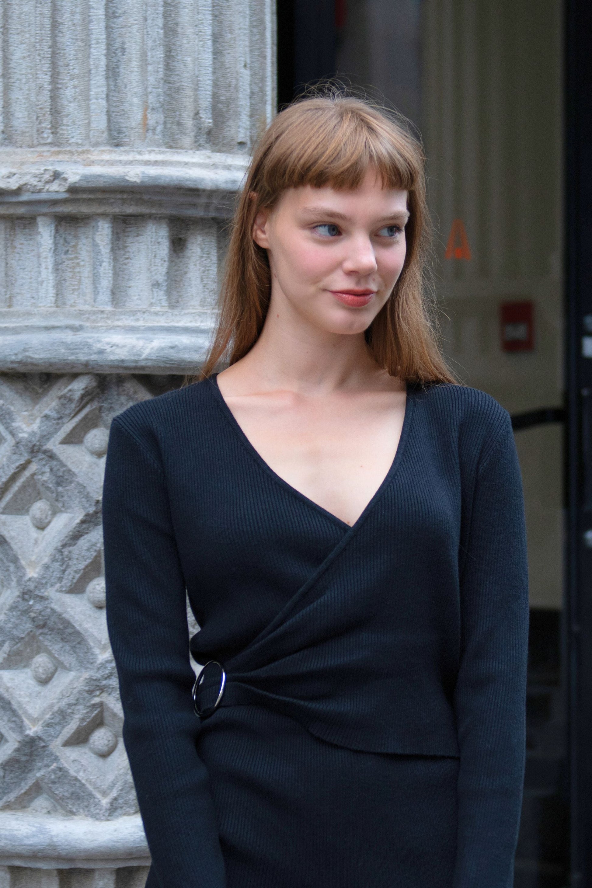 Giselle Elegant Knit Bodycon Dress Long Sleeve V-Neck Wrap Slim Fit - Velora Luxury Fashion