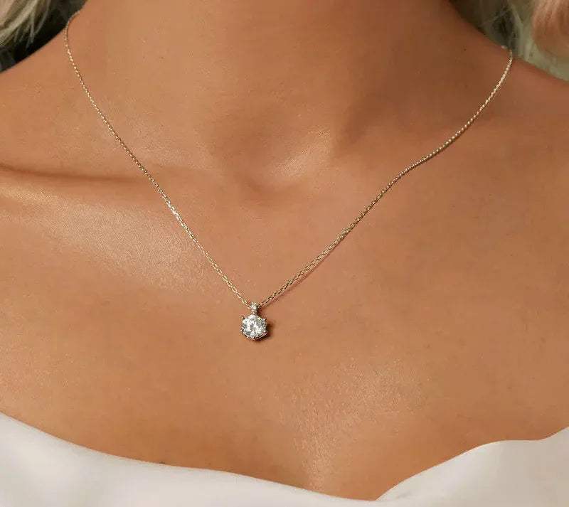Glamorous Gem 1ct Moissanite Sterling Silver Pendant Necklace - Velora Luxury Fashion
