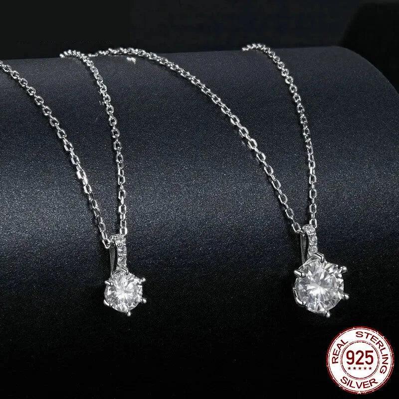 Glamorous Gem 1ct Moissanite Sterling Silver Pendant Necklace - Velora Luxury Fashion