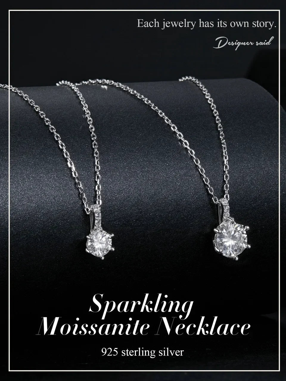 Glamorous Gem 1ct Moissanite Sterling Silver Pendant Necklace - Velora Luxury Fashion