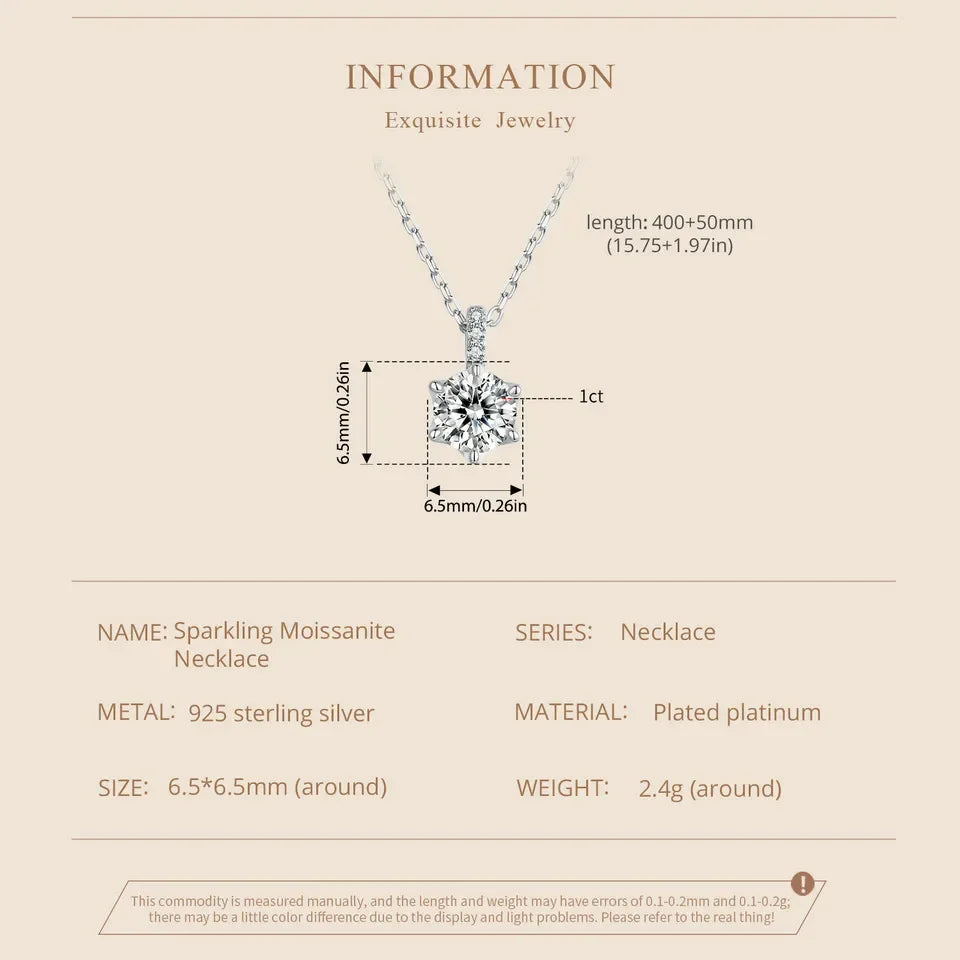 Glamorous Gem 1ct Moissanite Sterling Silver Pendant Necklace - Velora Luxury Fashion