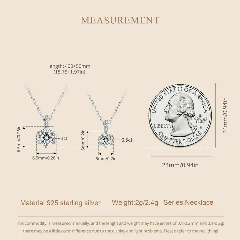 Glamorous Gem 1ct Moissanite Sterling Silver Pendant Necklace - Velora Luxury Fashion