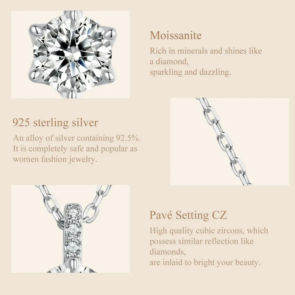 Glamorous Gem 1ct Moissanite Sterling Silver Pendant Necklace - Velora Luxury Fashion