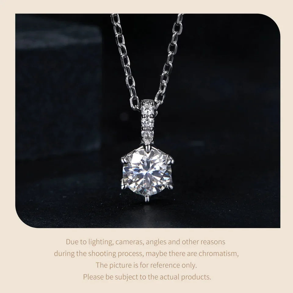Glamorous Gem 1ct Moissanite Sterling Silver Pendant Necklace - Velora Luxury Fashion