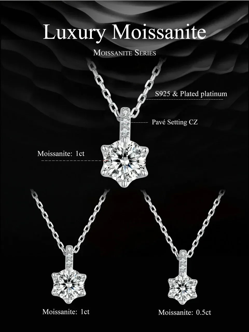 Glamorous Gem 1ct Moissanite Sterling Silver Pendant Necklace - Velora Luxury Fashion