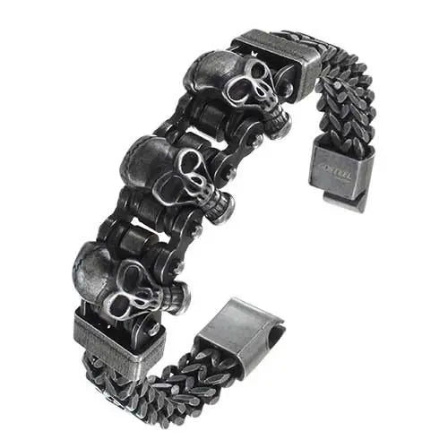 GoSteel 3 Skull Bracelet Boutique of Leathers/Open Road