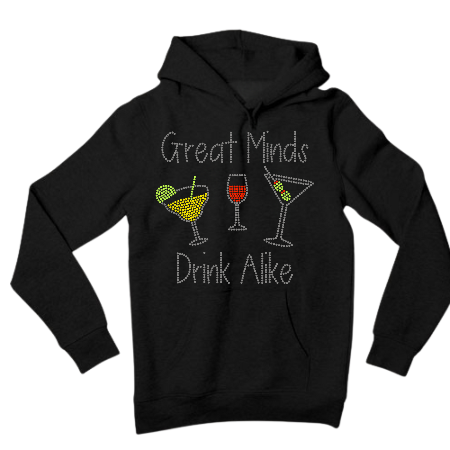 Great Minds Drink Alike Rhinestone Shirt – Funny Wine Sparkle Bling Tee | Blingdazzel