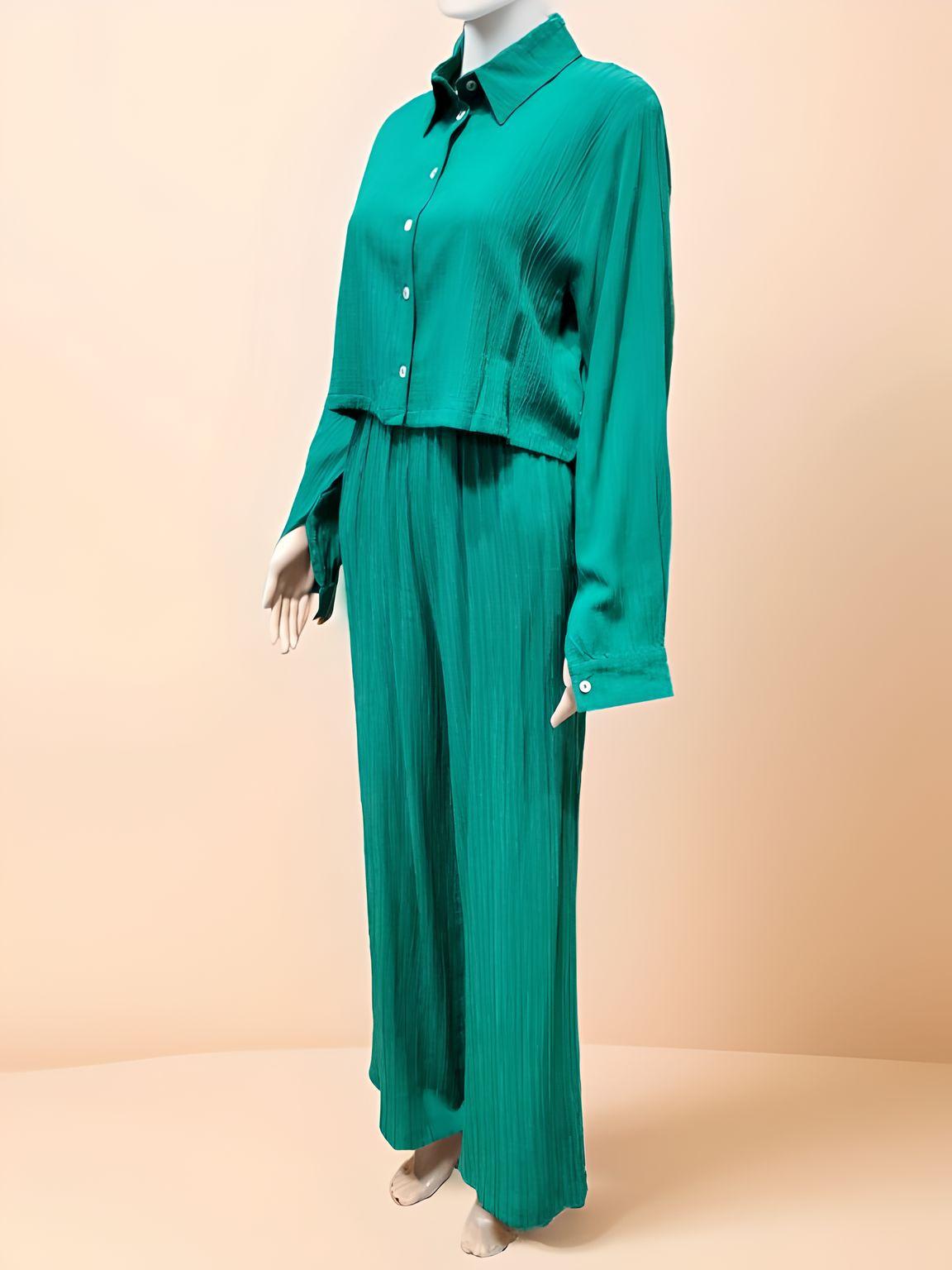 Green Pantalone & Shirt Set - Velora Luxury Fashion