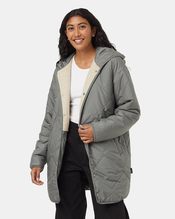 Recycled Boucle Reversible Long Jacket