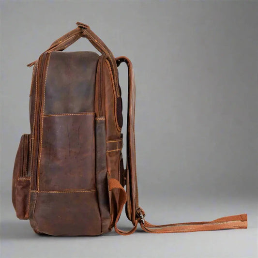 Greenwood Leather Backpack with Reinforced Laptop and Tablet Compartments - Velora Luxury Fashion