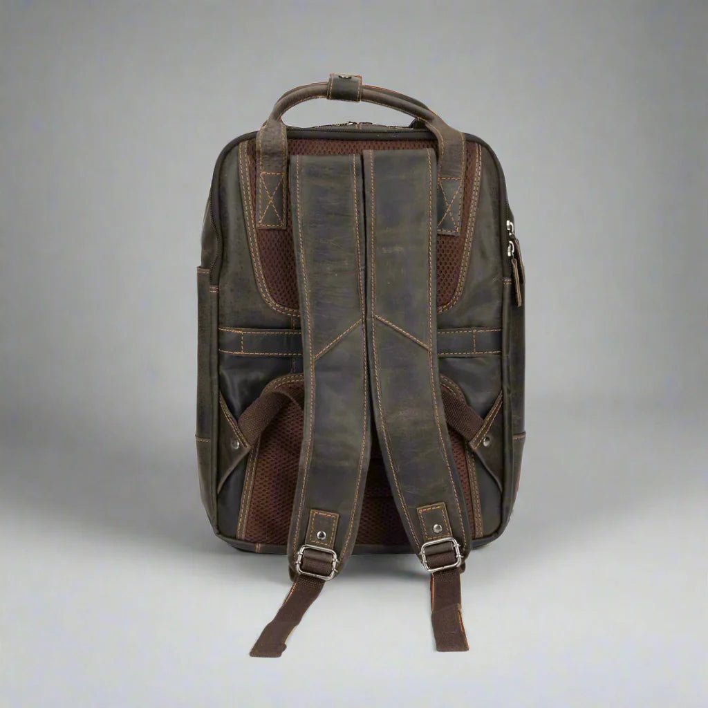 Greenwood Leather Backpack with Reinforced Laptop and Tablet Compartments - Velora Luxury Fashion