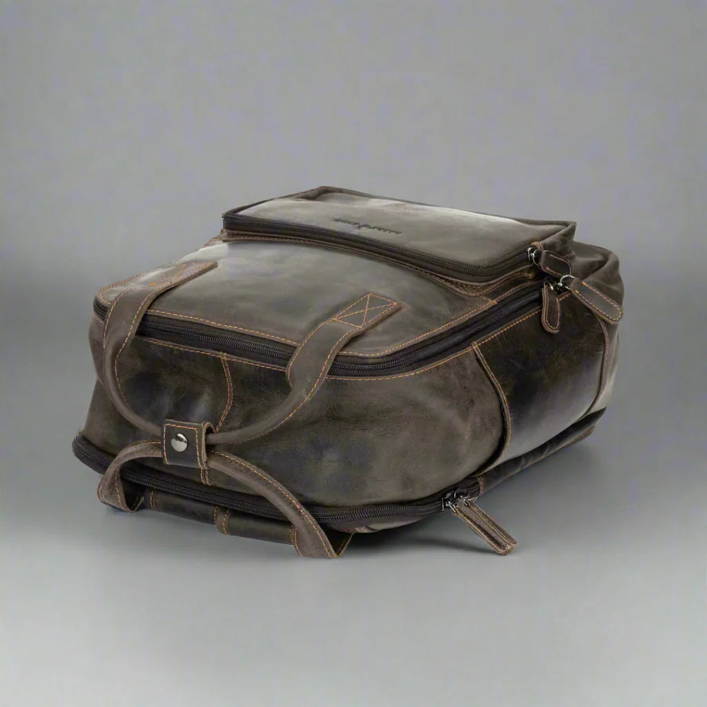 Greenwood Leather Backpack with Reinforced Laptop and Tablet Compartments - Velora Luxury Fashion