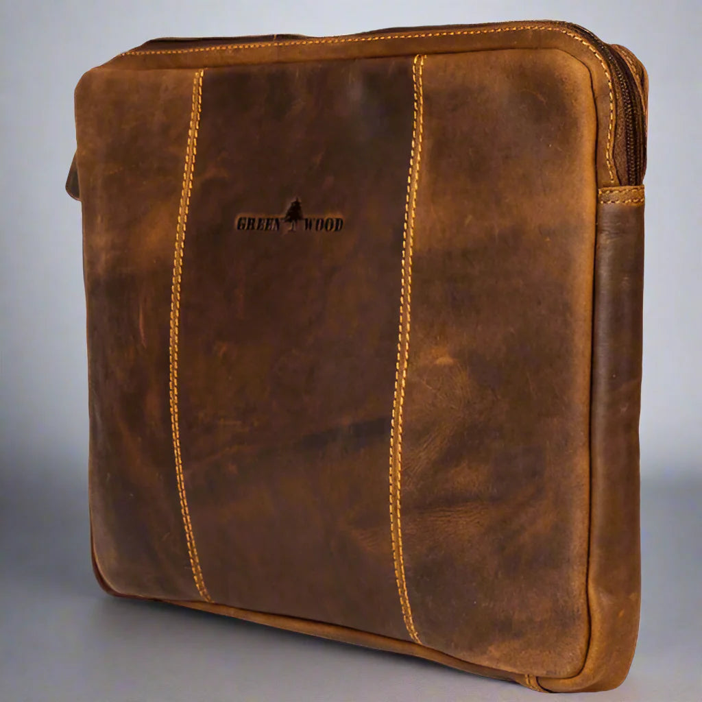 Greenwood Leather Laptop Sleeve for MacBook Pro/Air 13" - Velora Luxury Fashion