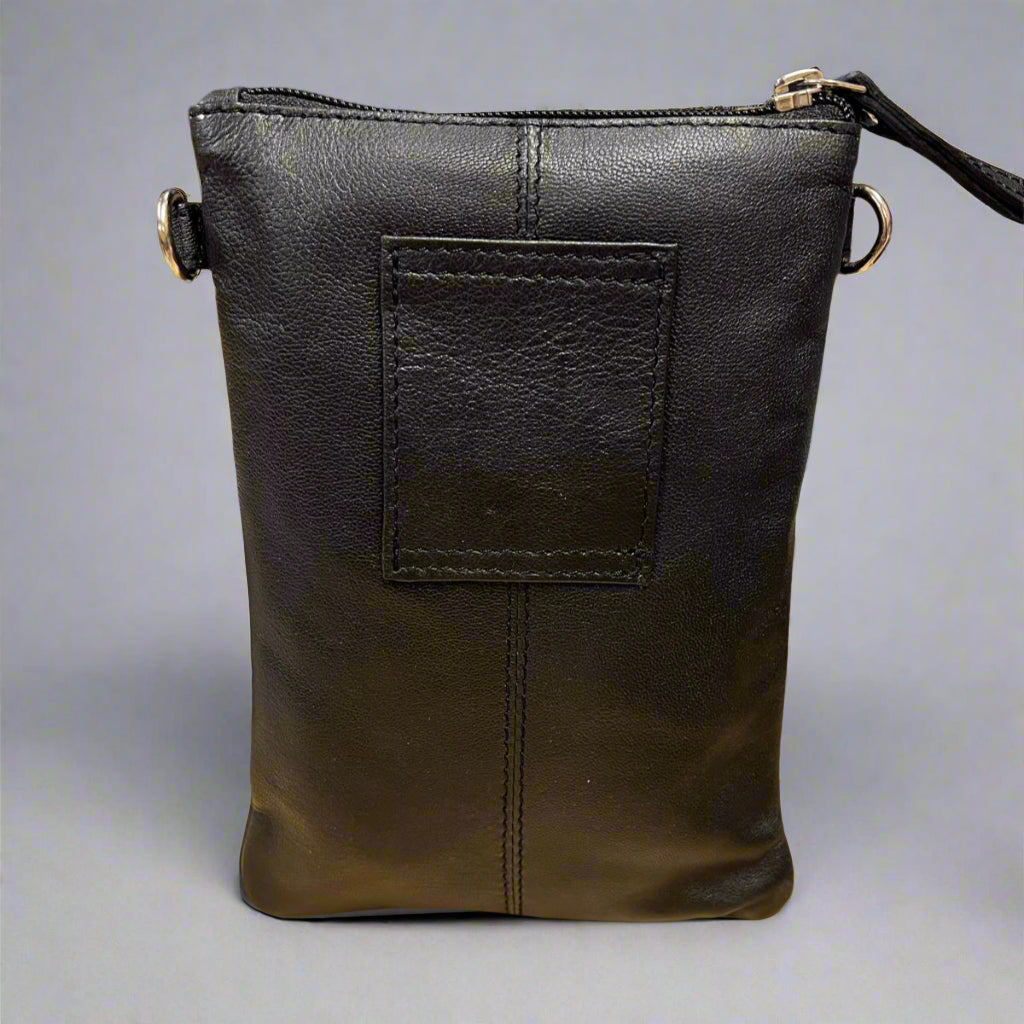 Greenwood Leather Mini Crossbody Bag with 3 Zipper Pockets - Velora Luxury Fashion