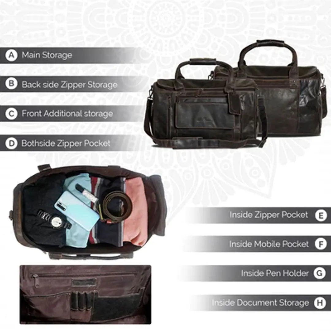 Greenwood Leather Regina Large Travel Duffle Bag - Velora Luxury Fashion