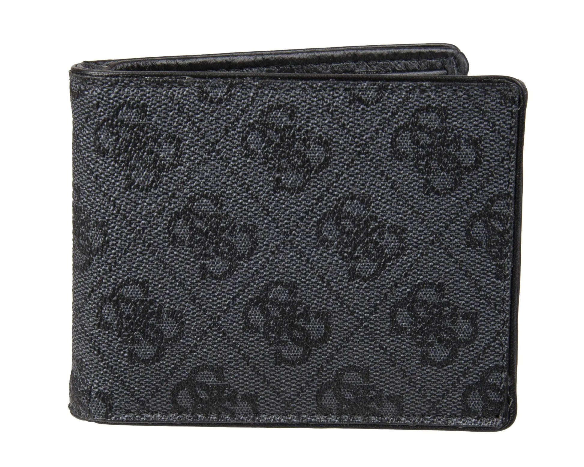 Guess Mens Leather Slim Bifold Wallet Charcoal/Black One Size - Velora Luxury Fashion