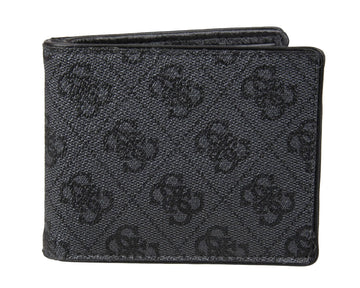 Guess Mens Leather Slim Bifold Wallet Charcoal/Black One Size - Velora Luxury Fashion