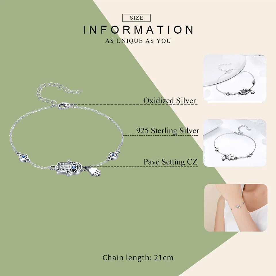 Protective Sterling Silver Lobster Clasp Blue Evil Eye Charm Bracelet Itz Luxury