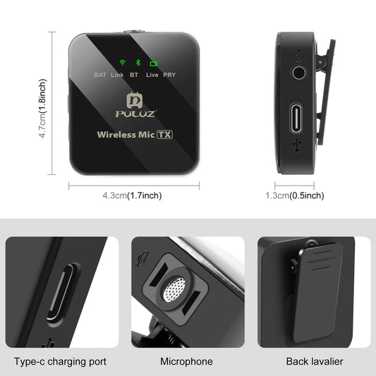 New Sell PULUZ Wireless Lavalier Microphone Dual Microphones for iPhone / iPad / 8-Pin Receiver - Velora