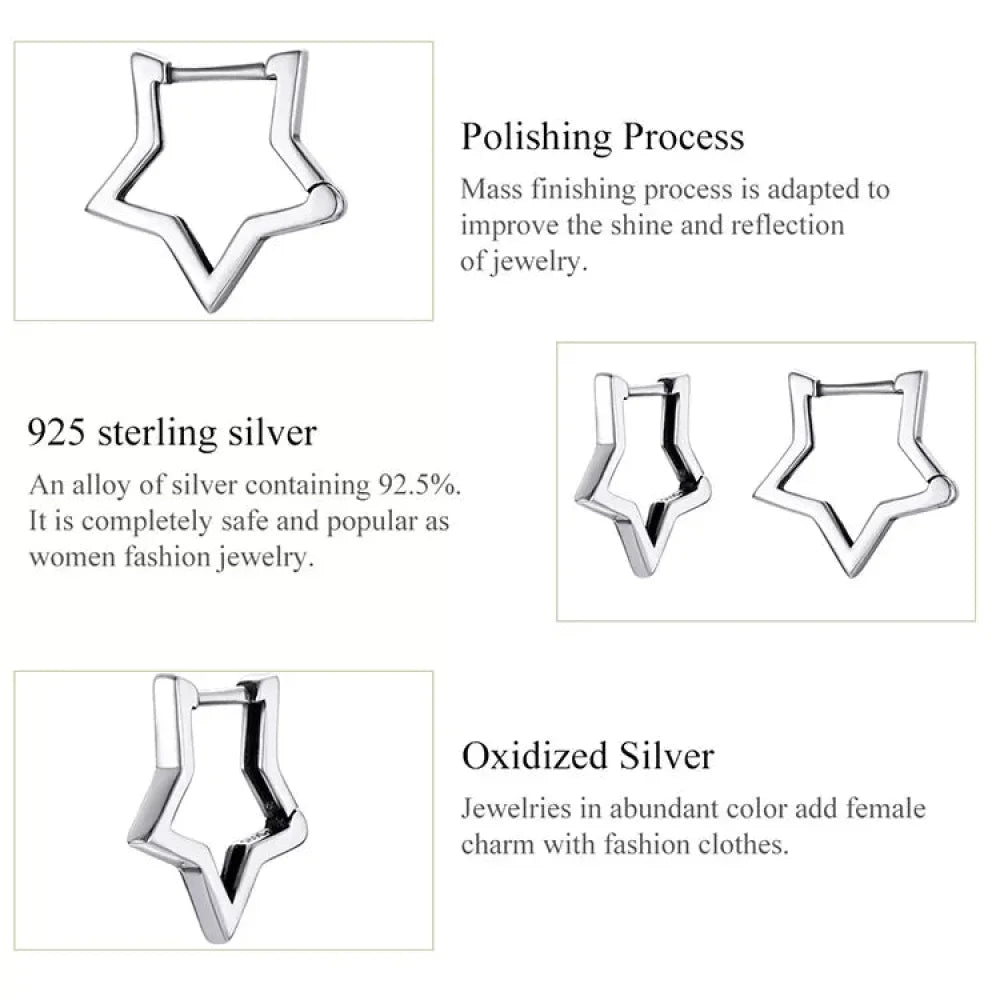 925 Sterling Silver Starlike Earrings - Minimalist Star Shape Ear Buckle for Women - Fashion jewelry SCE1136 Itz Luxury