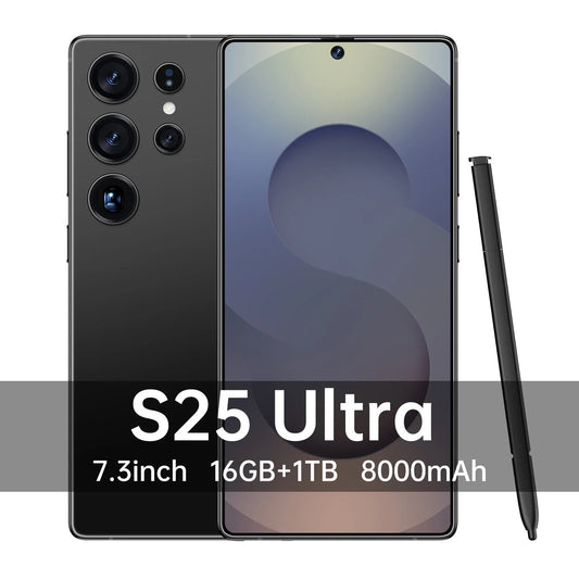 Original S25 Ultra Smartphones 16GB+1TB 4G LTE Dual 2SIM 7.3 Inch HD Screen Resolution 8000mAh Battery 5G Global Mobile Phone - Velora