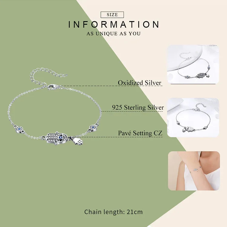 Protective Sterling Silver Lobster Clasp Blue Evil Eye Charm Bracelet Itz Luxury