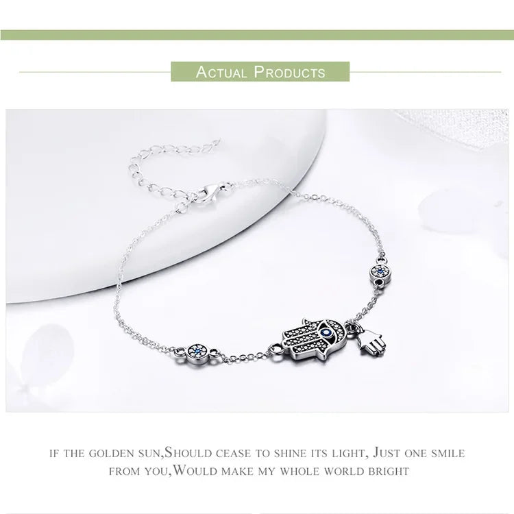 Protective Sterling Silver Lobster Clasp Blue Evil Eye Charm Bracelet Itz Luxury