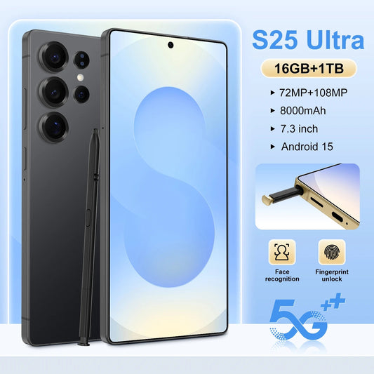 Original S25 Ultra Smartphones 16GB+1TB 4G LTE Dual 2SIM 7.3 Inch HD Screen 8000mAh Battery Global Mobile Phone Decacore CDMA - Velora