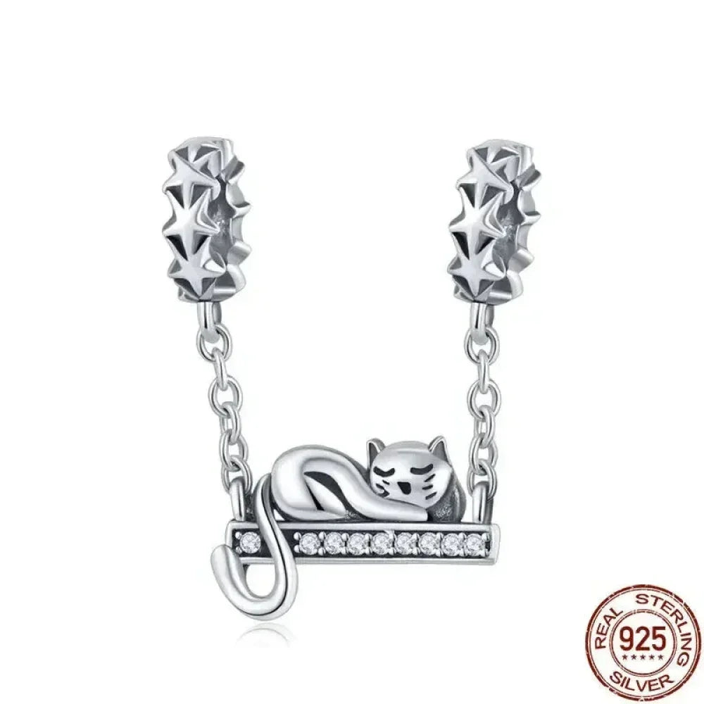 Purrfectly Celestial: Adorable Cat Star Charm (925 Silver) Itz Luxury
