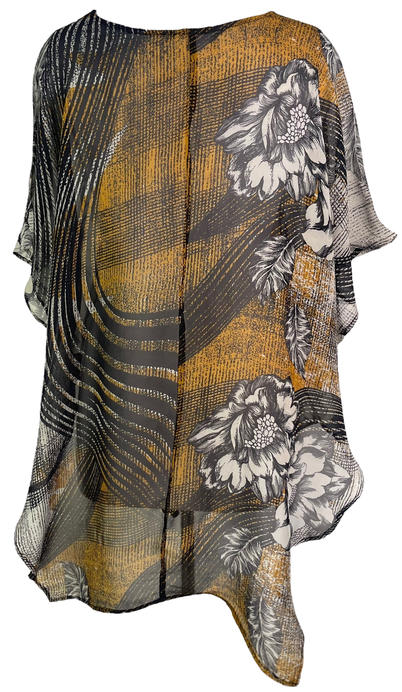 PRG6304 Sheer Avatar Pure Silk Waterfall Top - Velora