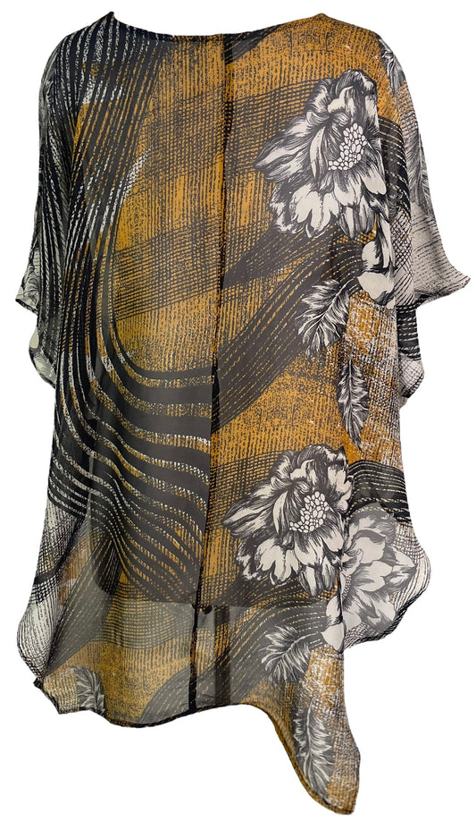 PRG6304 Sheer Avatar Pure Silk Waterfall Top - Velora