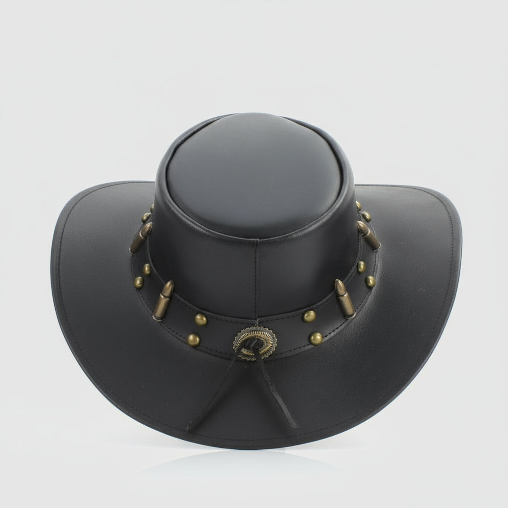 Shapeable Cowboy Hat with 12 Gauge Bullet Slice & Embellishments - Velora Luxury Fashion