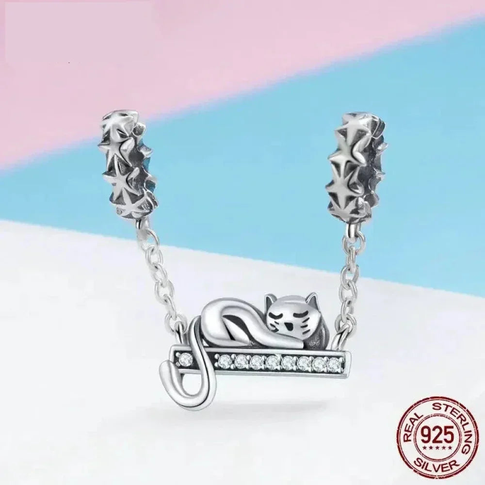 Purrfectly Celestial: Adorable Cat Star Charm (925 Silver) Itz Luxury