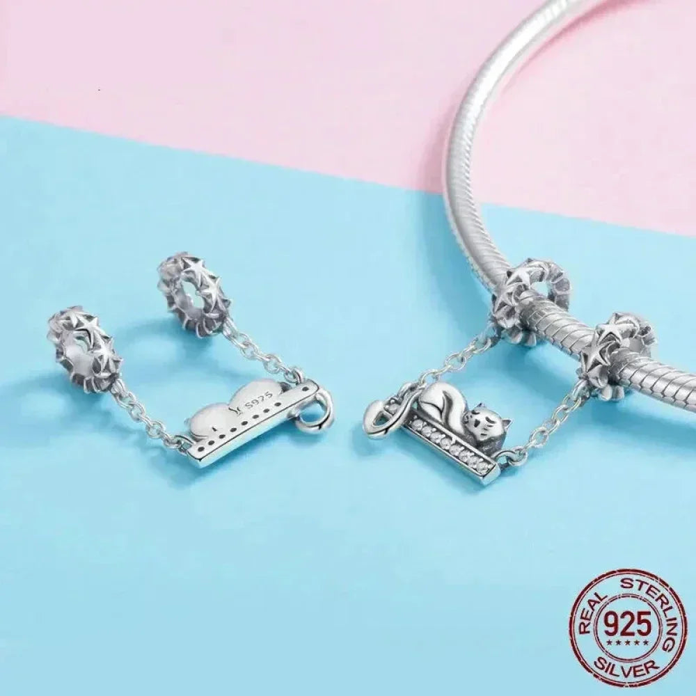 Purrfectly Celestial: Adorable Cat Star Charm (925 Silver) Itz Luxury