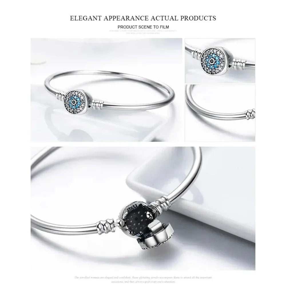 925 Sterling Silver Snake Chain Bangle & Bracelet Pave Setting Cz For Women Pendant Charm Bead Diy Luxury Jewelry Pas904 Itz Luxury