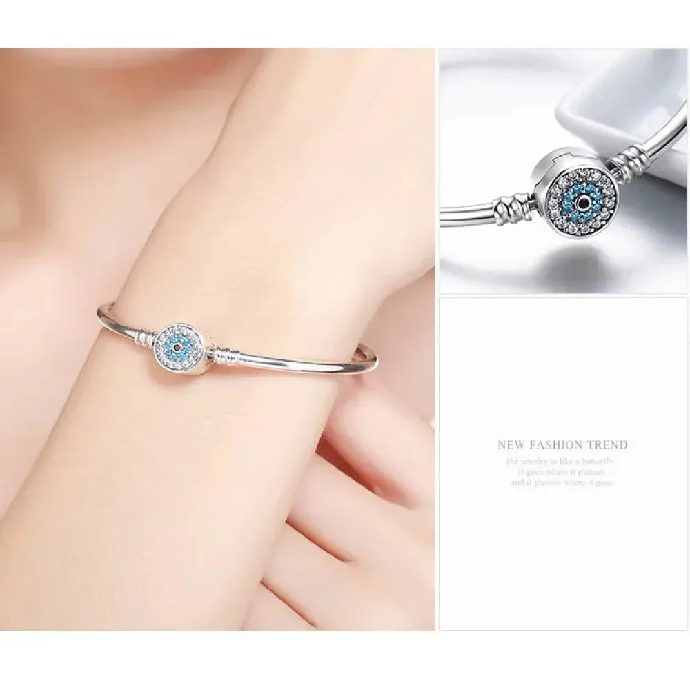925 Sterling Silver Snake Chain Bangle & Bracelet Pave Setting Cz For Women Pendant Charm Bead Diy Luxury Jewelry Pas904 Itz Luxury