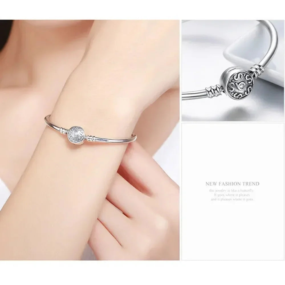 925 Sterling Silver Snake Chain Bangle & Bracelet Pave Setting Cz For Women Pendant Charm Bead Diy Luxury Jewelry Pas904 Itz Luxury