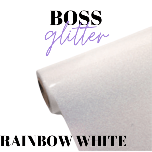HTV - BossGlitter - RAINBOW WHITE - Velora Luxury Fashion