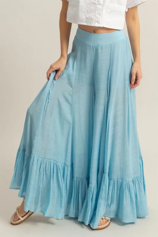 HYFVE High-Waist Ruffle Flared Wide Leg Pants - Velora Luxury Fashion