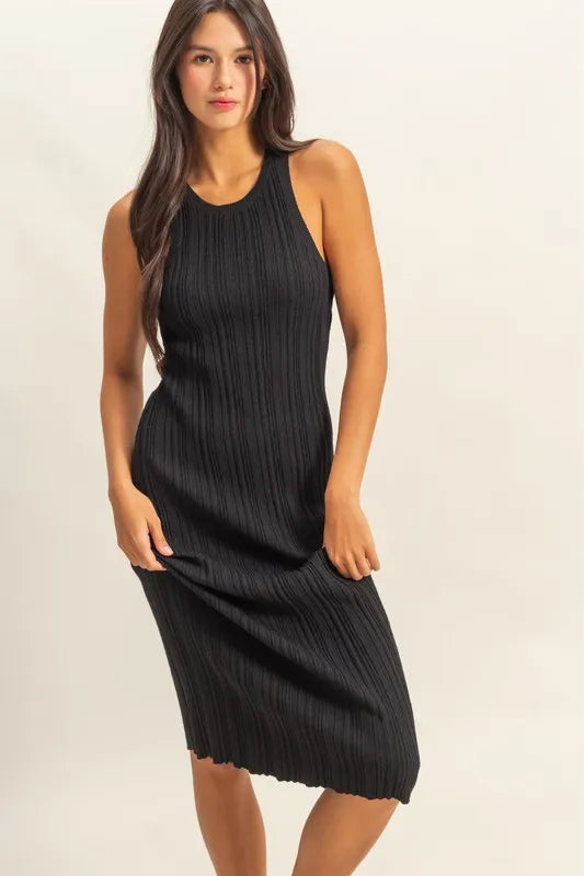 HYFVE Round Neck Bodycon Ribbed Knit Dress - Velora Luxury Fashion