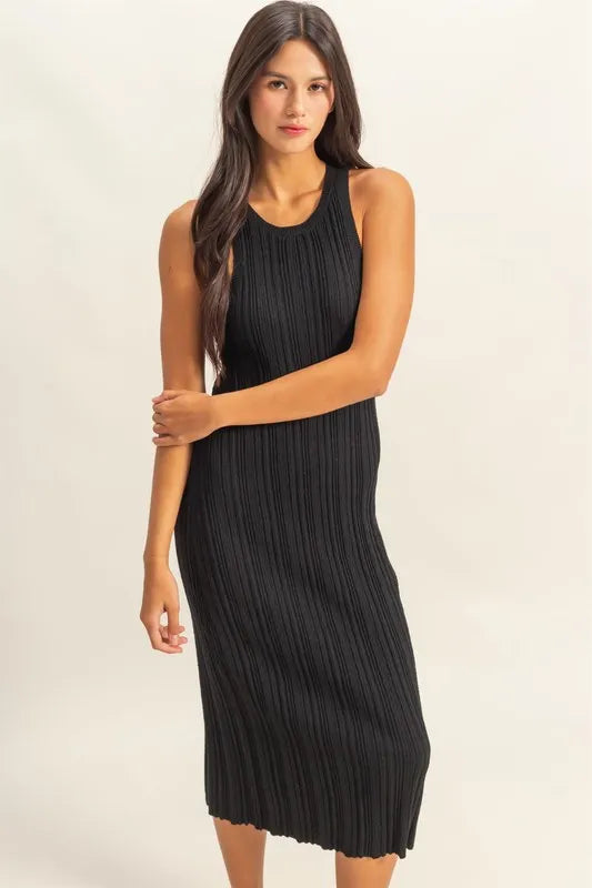 HYFVE Round Neck Bodycon Ribbed Knit Dress - Velora Luxury Fashion