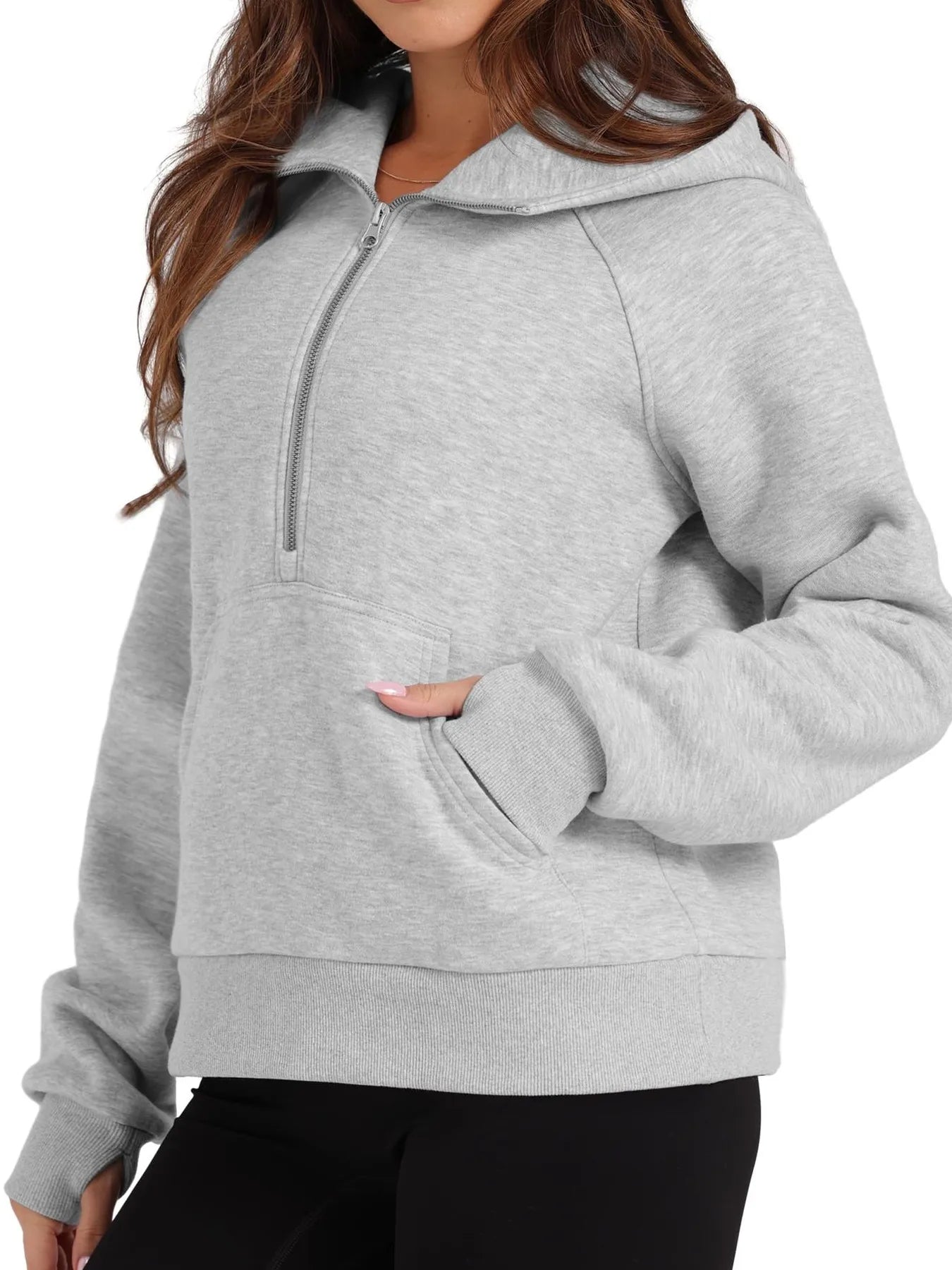 Half-Zip Hoodie with Kangaroo Pocket - Velora Luxury Fashion