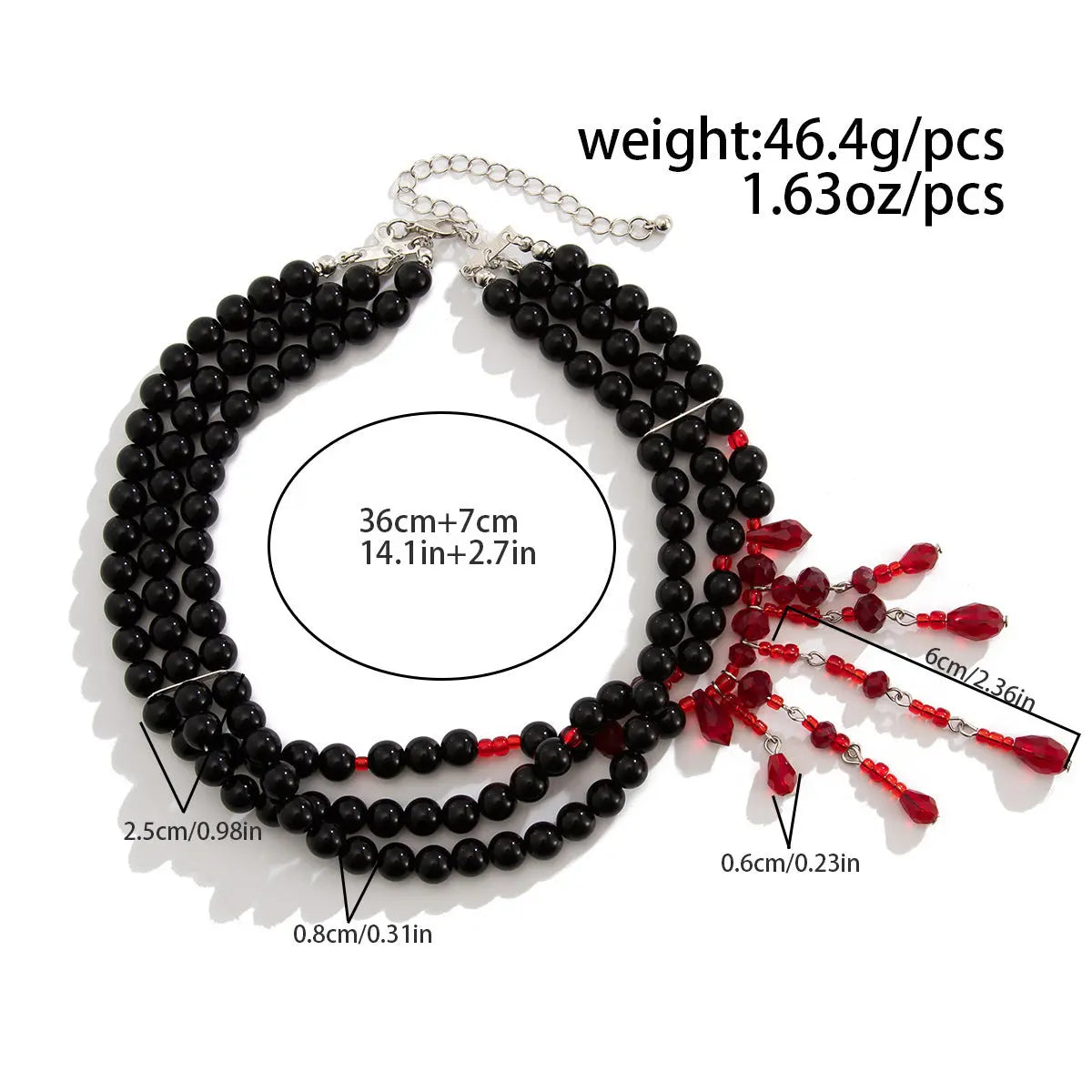 Halloween Blood Drop Tassel Pearl Crystal Necklace - Velora