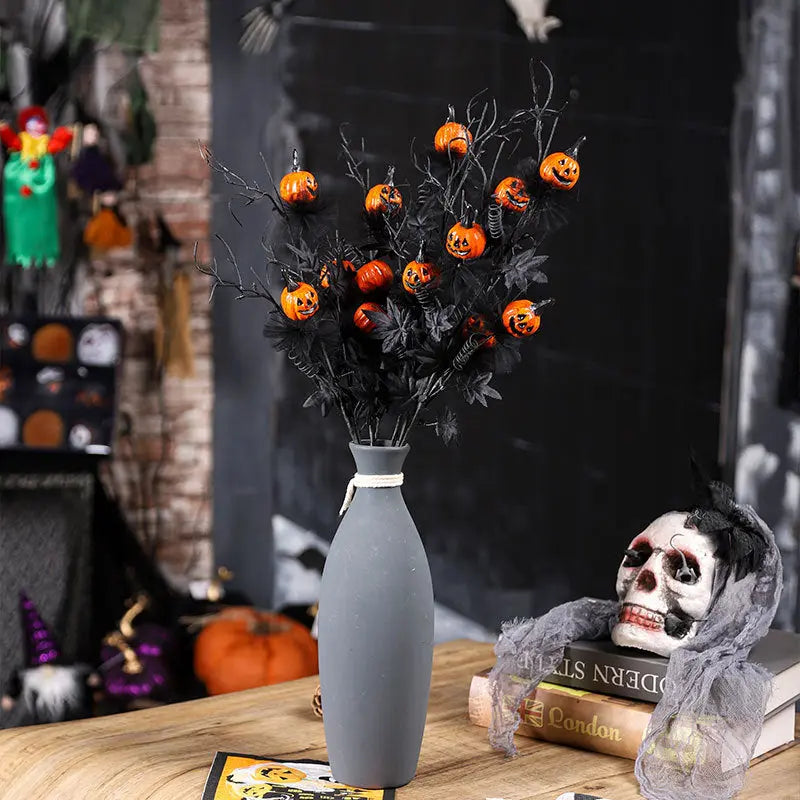 Halloween Decorations Black Horror Pumpkin Twig Cutting Bouquet - Velora