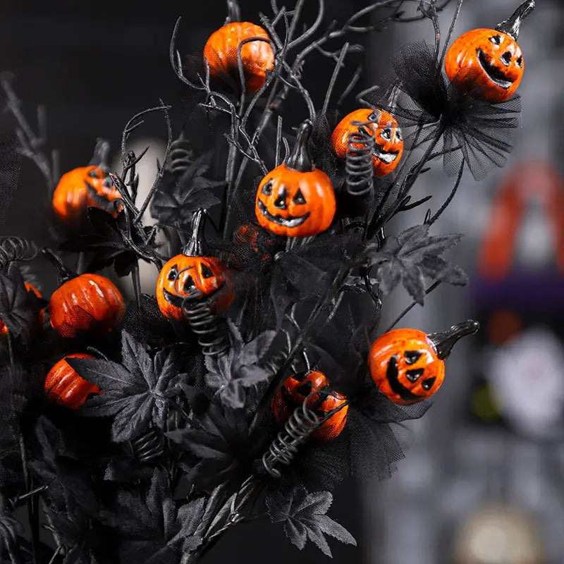 Halloween Decorations Black Horror Pumpkin Twig Cutting Bouquet - Velora