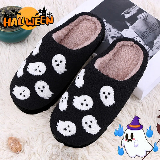 Halloween Funny Spider Ghost Scary Flat Indoor House Shoes For Women Men Soft Plush Cozy Horror Halloween Gifts EX-STOCK Canada