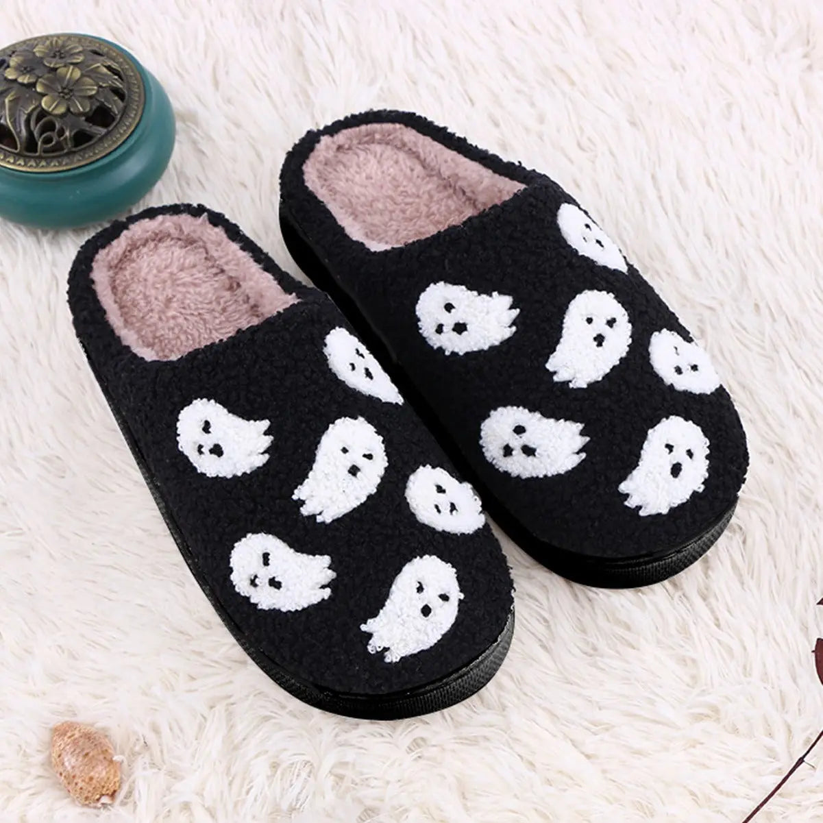 Halloween Funny Spider Ghost Scary Flat Indoor House Shoes For Women Men Soft Plush Cozy Horror Halloween Gifts EX-STOCK Canada