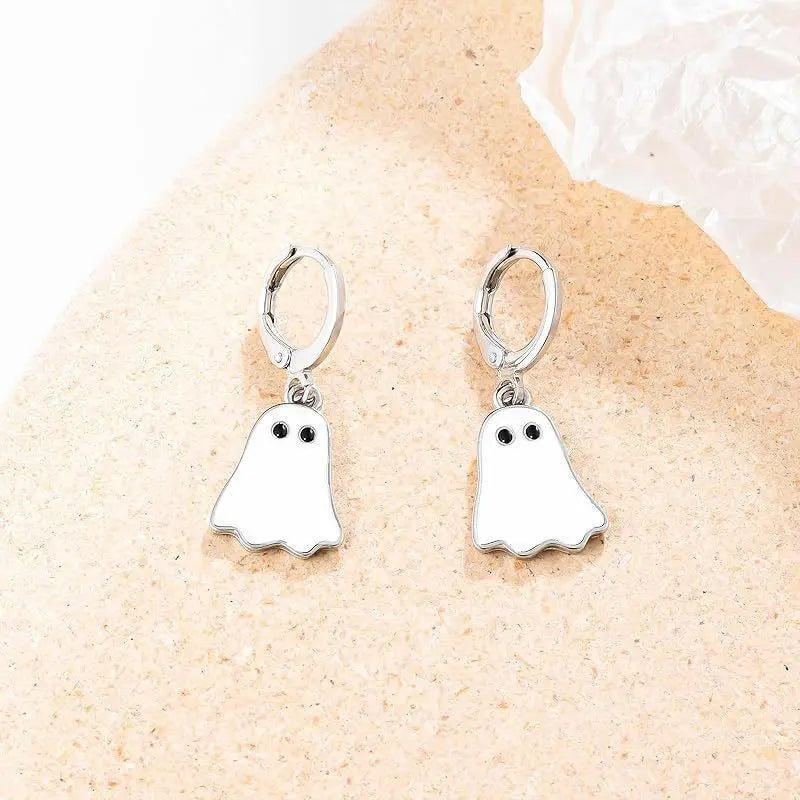Halloween Ghost Earrings For Women Gold Ghost Huggie Hoop Earrings Halloween Jewelry Cute BOO Halloween Earrings - Velora