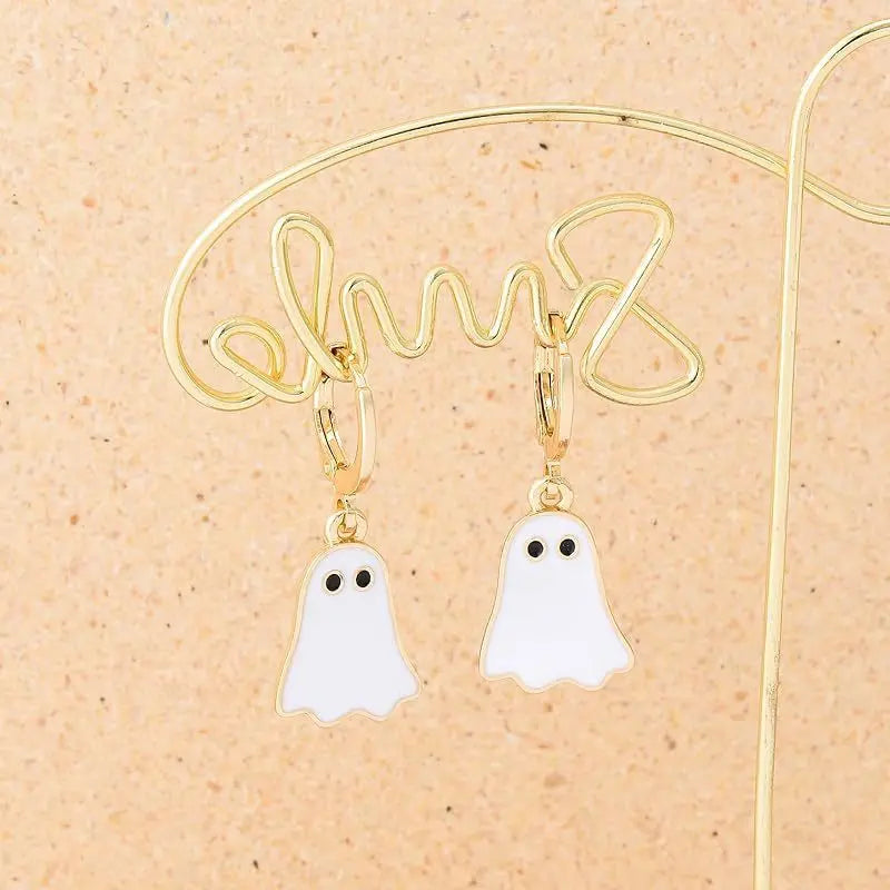 Halloween Ghost Earrings For Women Gold Ghost Huggie Hoop Earrings Halloween Jewelry Cute BOO Halloween Earrings - Velora
